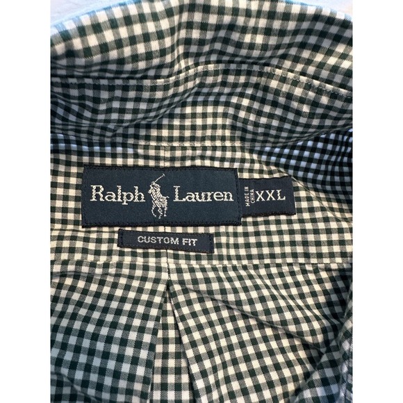 Ralph Lauren Custom Fit Hunter Green/White Check Orange Pony XXL Shirt Button Up - Picture 4 of 11